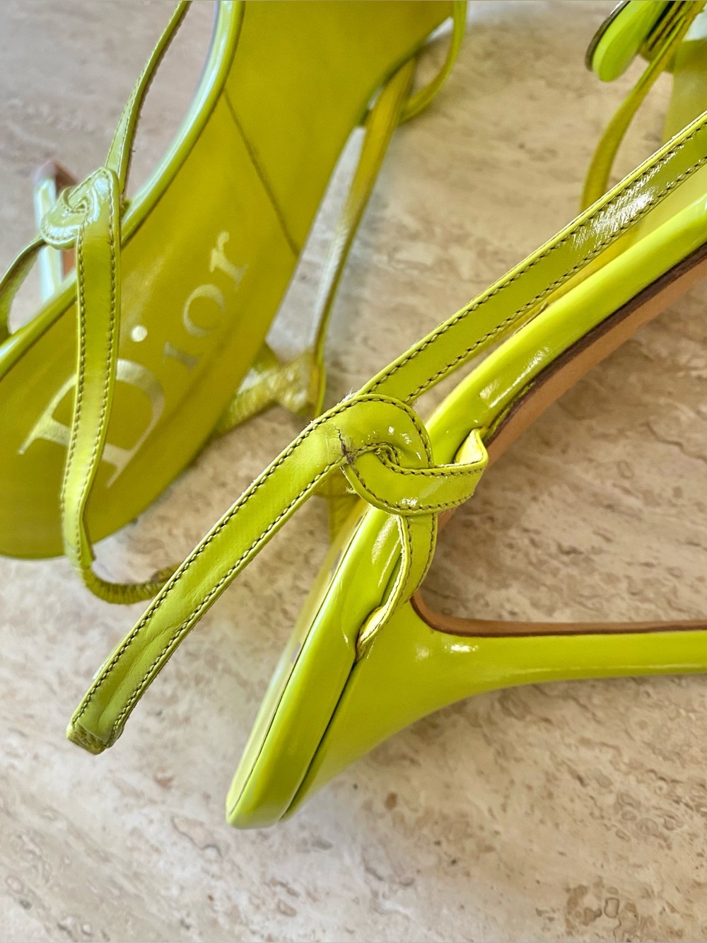 Vintage Dior Circle Logo Appliqué Slingback Sandal Heels - Picture 7 of 11